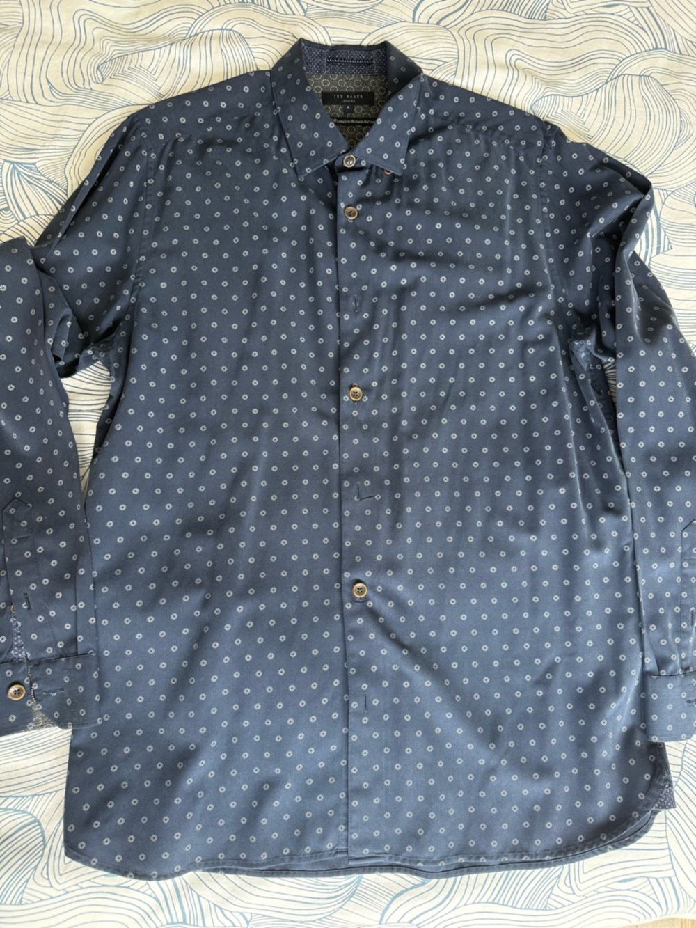 Ted Baker Navy Geometric Print Button-Down Shirt